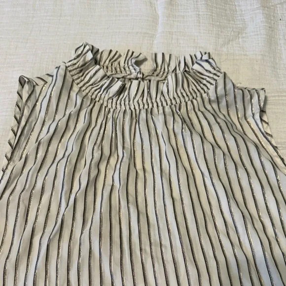 Banana Republic Striped Sleeveless Top - White and Gold - Picture 1 of 5